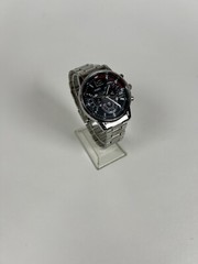 VIKABO Silver Band Black Chronograph Face Red/White Details Watch NEW