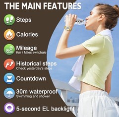 TIMEURE Women’s Step Counter Pedometer Watch With Stainless Steel Bracelet -G7