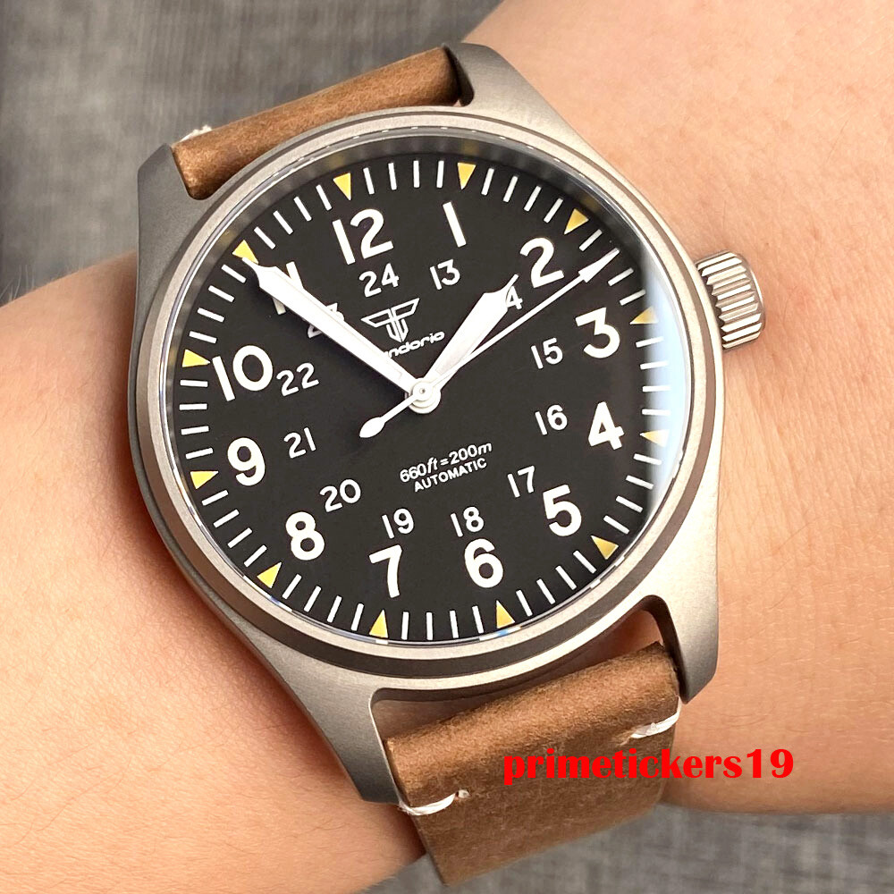 Tandorio Titanium 39mm Automatic Men’s Pilot Watch Sapphire NH35A PT5000 20Bar