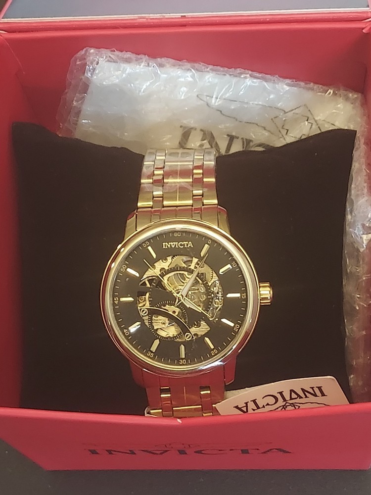 Invicta Objet D’Art 69121 Men’s Automatic 42.5mm Skeleton Watch – Black/Gold NEW