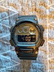 Casio W-735H Digital Quartz Vibration Alarm Backlight 100m Black Resin