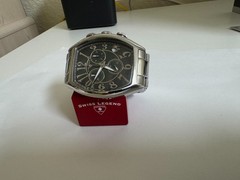 Men’s Swiss legend stainless steel tonneau shape chronograph watch RARE