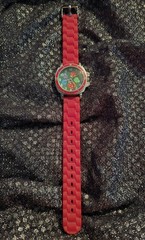 Sophie by Collezio Japan Quartz Ladybug Watch – Red Silicone Band, Colorful Dial