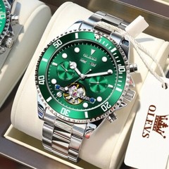 Automatic Mechanical Waterproof Watch OLEVS Men Luxury Date Skeleton Strap Mens