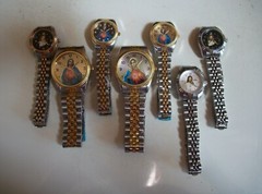 MEN WOMAN GOLD & SILVER FINISH JESUS, VIRGIN MARY GUADALUPE RELIGIOUS WATCH