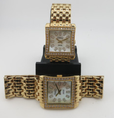DMQ Swiss Movement Ladies Gold-Tone Stainless Steel Quartz Watch – New Battery