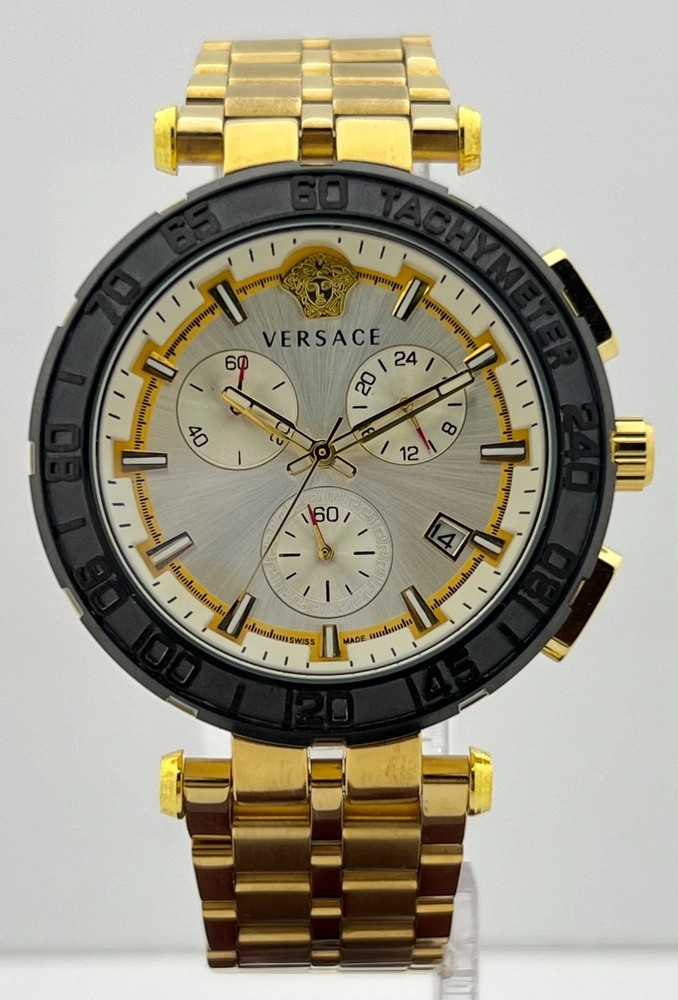 Premium Men’s Versace Greca Chronograph White Dial Date Working Wristwatch