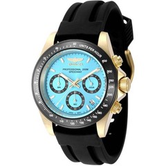 Invicta Men’s Watch Speedway Chrono Light Blue Dial Black Silicone Strap 50491