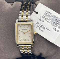 $395 Bulova Sutton Ladies Two-Tone Stainless Steel Watch 98L308 Dial SS Bracelet