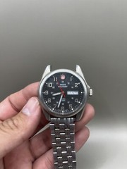 Authentic SWISS MILITAY 096-1009 100M Stainless Steel 9.5in watch Needs Battery