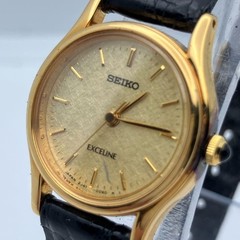 Working item SEIKO EXCELINE Wristwatch Gold Dial Commemorative Engraving Ladies