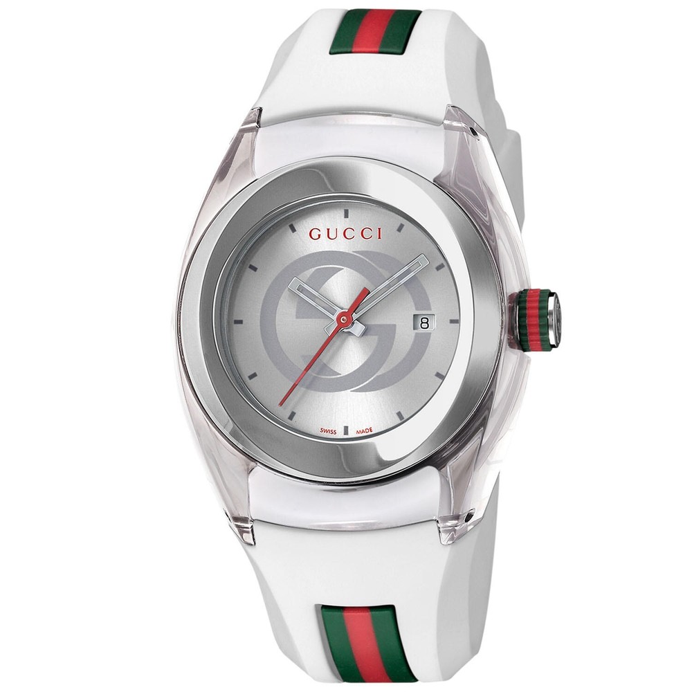 Gucci Sync L Silver Dial White Rubber Strap Women’s Watch – YA137302