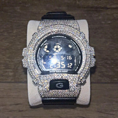 Casio G-Shock dw-6900 moissanite Iced-Out Case Black Resin Band