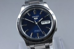 [Exc+5] Vintage Seiko 5 7S26-02J0 Blue 21J Day Date AT Men’s Watch From JAPAN
