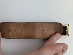 Celine Paris gold tone brown leather strap watch swiss made