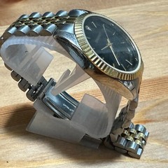 Diamante Quartz Watch Men Diamond Fluted Bezel Dual Tone Analog New Battery 6.5″