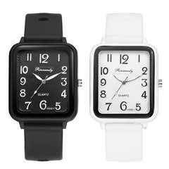 Men Women Boys Girls Sports Silicone Simple Square Dial Teens Quartz Wrist Watch