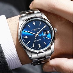 42MM CHRONOS Quartz Luxury Men’s Watch Stainless Steel Waterproof Luminous NEW