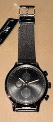 Montres Carlo Men’s Chronograph Black Dial Stainless Steel Mesh Band Watch