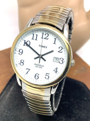Timex Men’s Watch T2H311 Indiglo White Dial Quartz Two Tone Expansion Band 35mm