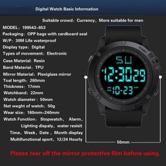 Military Tactical Digital Sports Watch Men LED Backlight Waterproof Wristwatch
