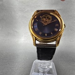 Givenchy Automatic Watch Men 34mm Blue Dial Gold Tone Skeleton Round Runs