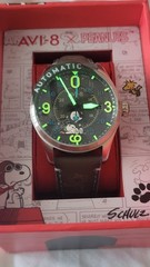 #367 AVI-8 Peanuts Snoopy Spitfire Cloudy Confusion Pilot Error Automatic Watch