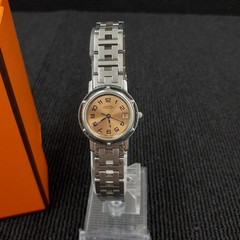 HERMES Clipper Ladies Watch CL4.210 SS Quartz Pink Dial w/Box Manual Auth