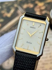 Vintage Seiko Dolce Tungsten Tank Two Tone Quartz Men’s Watch 7740-5010