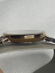 Fossil Floral Jacqueline Blue Rose Gold Watch Leather Band Engraved Music Note