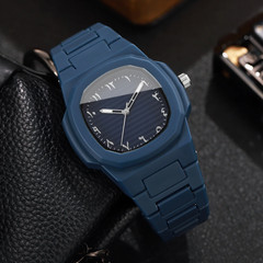 Luxury Square Dial Men Business Watches Casual Plastic Band Sports Wristwatches