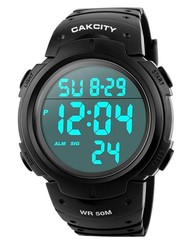 CakCity Men’s Digital Sports Watch,50M Water Resistant,50mm Large Face,Stopwatch