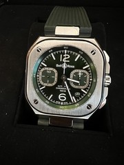 BELL&ROSS BR05 Chronograph. Green Steel BR05C-GN-ST/SRB. Excellent!!