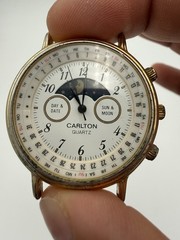Vintage Carlton Lunar Perpetual Calendar Moon Phase Watch – Untested