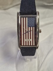 Fossil F2 Ladies Three-Hand Navy Leather USA Flag Watch ES9167