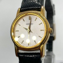 SEIKO Ladies Gold Dress Watch Round White Dial Quartz Authenticated Auth