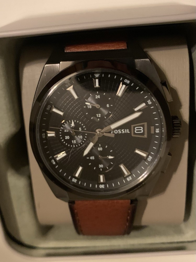 Fossil Stainless Steel Everett Chronograph With Brown Leather Band FS5799