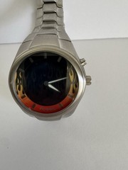 Fossil Big Tic Mens Watch Red Flame Animation JR-8115 New Battery Works SS Band