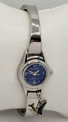 Ladies Jean Mark Petite Round Silver Tone Blue Dial Analog Watch I1