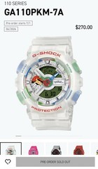 CASIO G-SHOCK x Pokémon GA-110PKM-7AJR Watch CONFIRMED ORDER. SHIPS JULY.