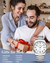 Stylish Silver Analog Watch for Men – Stainless Steel Dress Wrist Watch with Dat