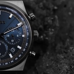 Hugo Boss 1514223 Candor Blue Dial Gunmetal Gray Metal Strap Men’s Watch