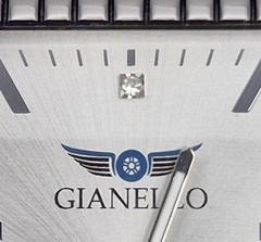 Gianello Men Genuine Diamond Dial 45mm Tank Case Stainless Steel Bracelet Watch