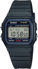 Casio F91W-1JH Watch, Black Resin Strap, Alarm, NEW Shipping from Japan