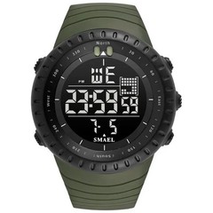 SMAEL 1237 Men’s Digital Sport Watch – Outdoor LED Alarm Waterproof ARMY GREEN
