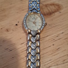 Elgin Women’s Quartz Analog Two-Tone Heart Link Bracelet Champagne Dial Watch