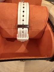 Coach Perry White Logo Case Chevron Silicone Strap Watch Women’s (needs battery)