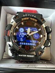 Activa ACW8072-003 Dual Time Analog Digital 54mm Red Black Sport Watch NIB