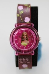 Barbie Watch Women Youth Pink Plastic Stainless Steel Water Res Battery Quartz