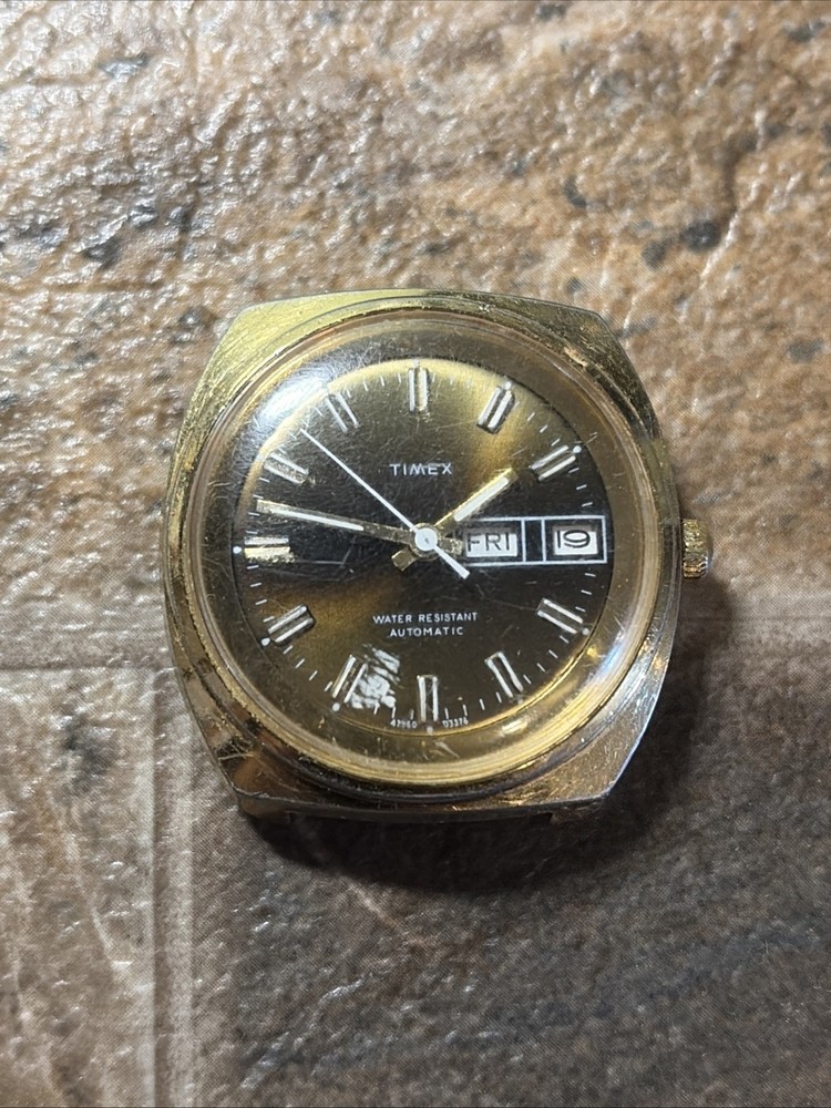 Timex Viscount Men’s Day Date Gold Tone Automatic 38mm Watch 47960 03376